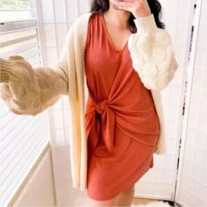 Anthropologie Drew Front Tie Bodycon Mini Dress Sleeveless Baby Pink Size S